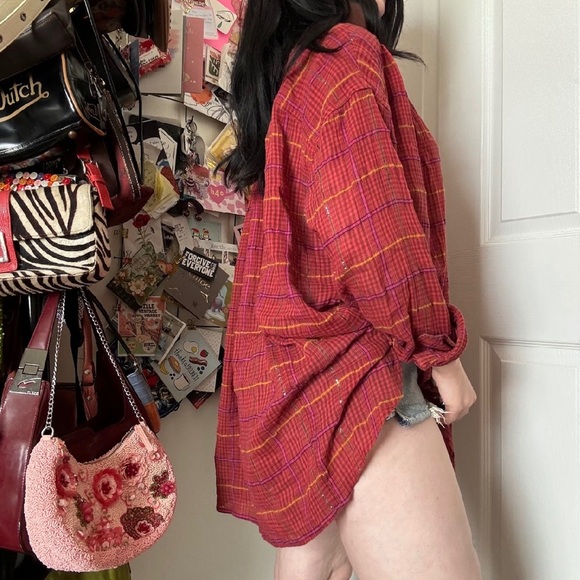 Free People break my stride Red Button-Up medium - Picture 3 of 4